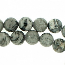Fil de 35 perles rondes 10mm 10 mm en jaspe océan naturel