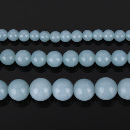Fil de 64 perles rondes 6mm 6 mm en angélite bleue