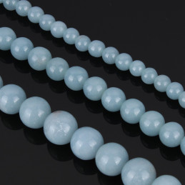 Fil de 108 perles rondes 4mm 4 mm en angélite bleue
