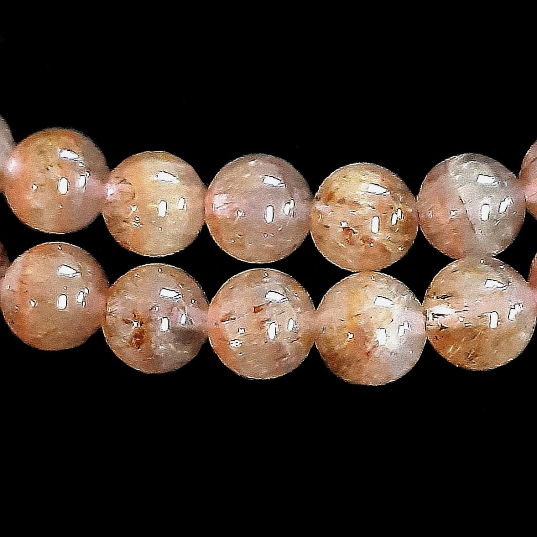 Fil de 62 perles rondes 6,5mm 6,5 mm en auralite 23 (23 pierres différentes)