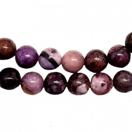 Fil de 48 perles rondes 8mm 8 mm en lépidolite violet fonçé