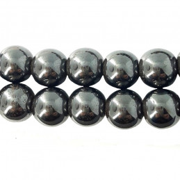 Fil de 48 perles rondes 8mm 8 mm en hématite magnétique