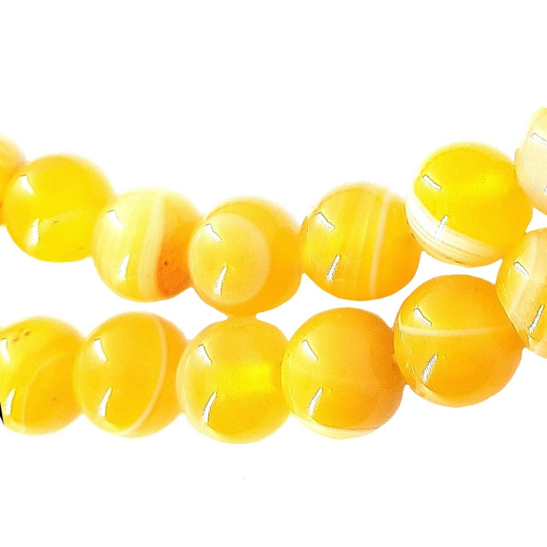 Fil de 64 perles rondes 6mm 6 mm en agate jaune transparente