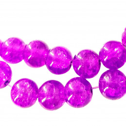 Fil de 100 perles rondes craquelées violet vif en verre 8mm 8 mm