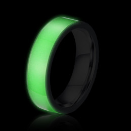 Bague anneau acier fluorescente vert T50 phosphorescente