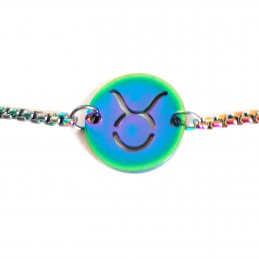 Bracelet caméléon multicolore astro signe zodiaque taureau 21 cm