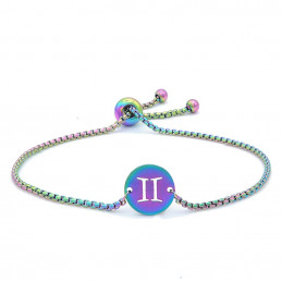Bracelet caméléon multicolore astro signe zodiaque gémeaux 21 cm
