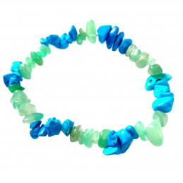 Bracelet élastique de perles chips en howlite bleue et aventurine - 50mm