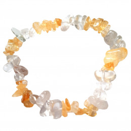 Bracelet élastique de perles chips en cristal de roche et citrine  - 50mm
