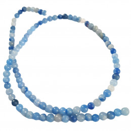 Fil de 92 perles rondes 4mm 4 mm en Aventurine bleue