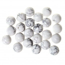 Fil de 48 perles rondes 8mm 8 mm en howlite blanc marbrée