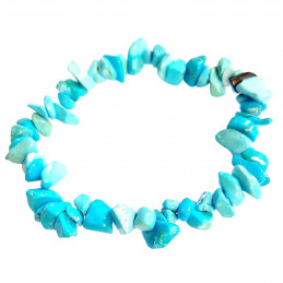 Bracelet élastique de perles chips en howlite turquoise - 50mm