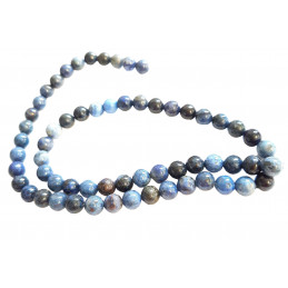 Fil de 60 perles rondes 6mm 6 mm en quartz bleu lapis lazuli dumortiérite