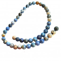 Fil de 45 perles rondes 8mm 8 mm en quartz bleu lapis lazuli dumortiérite