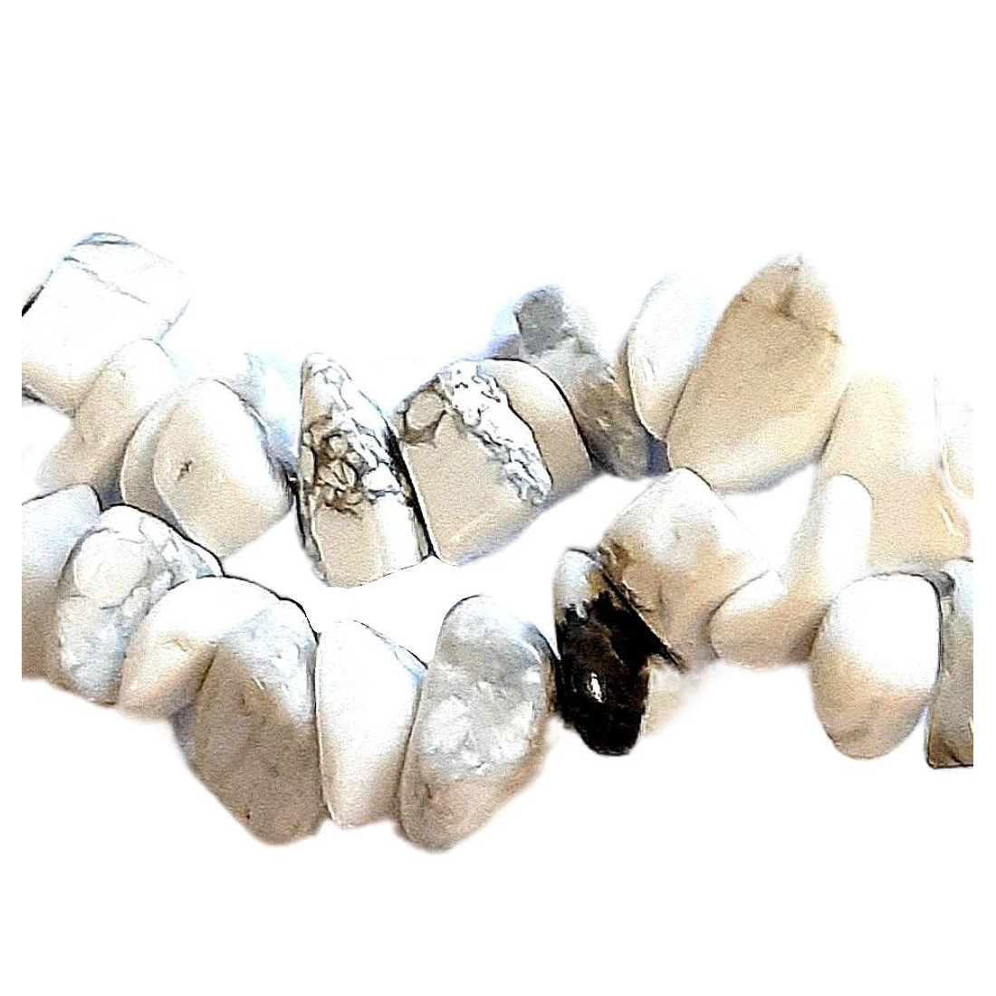Fil de chips perles en howlite blanc marbré - fil de 90cm