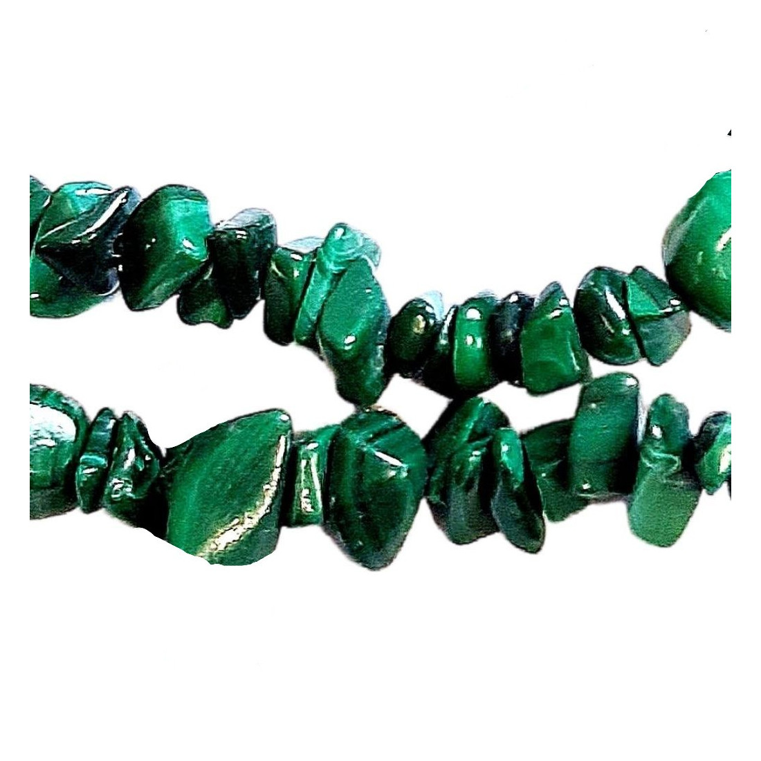 Fil de chips perles en Malachite naturelle - collier de 42cm