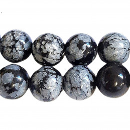 Fil de 90 perles rondes 4mm 4 mm en obsidienne mouchetée