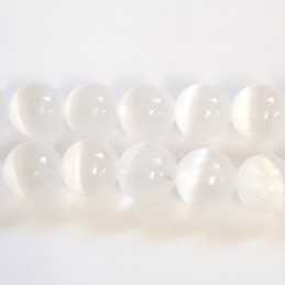 Fil de 64 perles rondes 6mm 6 mm en calcite optique blanche