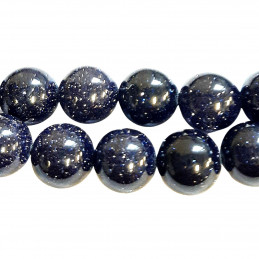 Fil de 95 perles rondes 4 mm en pierre de nuit bleu pailletée synthétique