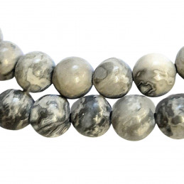 Fil de 35 perles rondes 10mm 10 mm en jaspe océan naturel