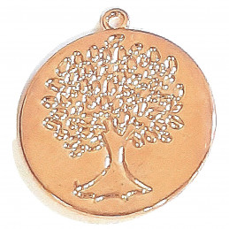 Grande breloque pendentif médaille cuivre arbre de vie 3cm