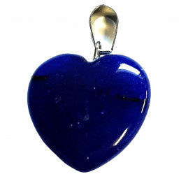 Grand pendentif coeur en lapis lazuli lazulis teinté + chaine 2cm