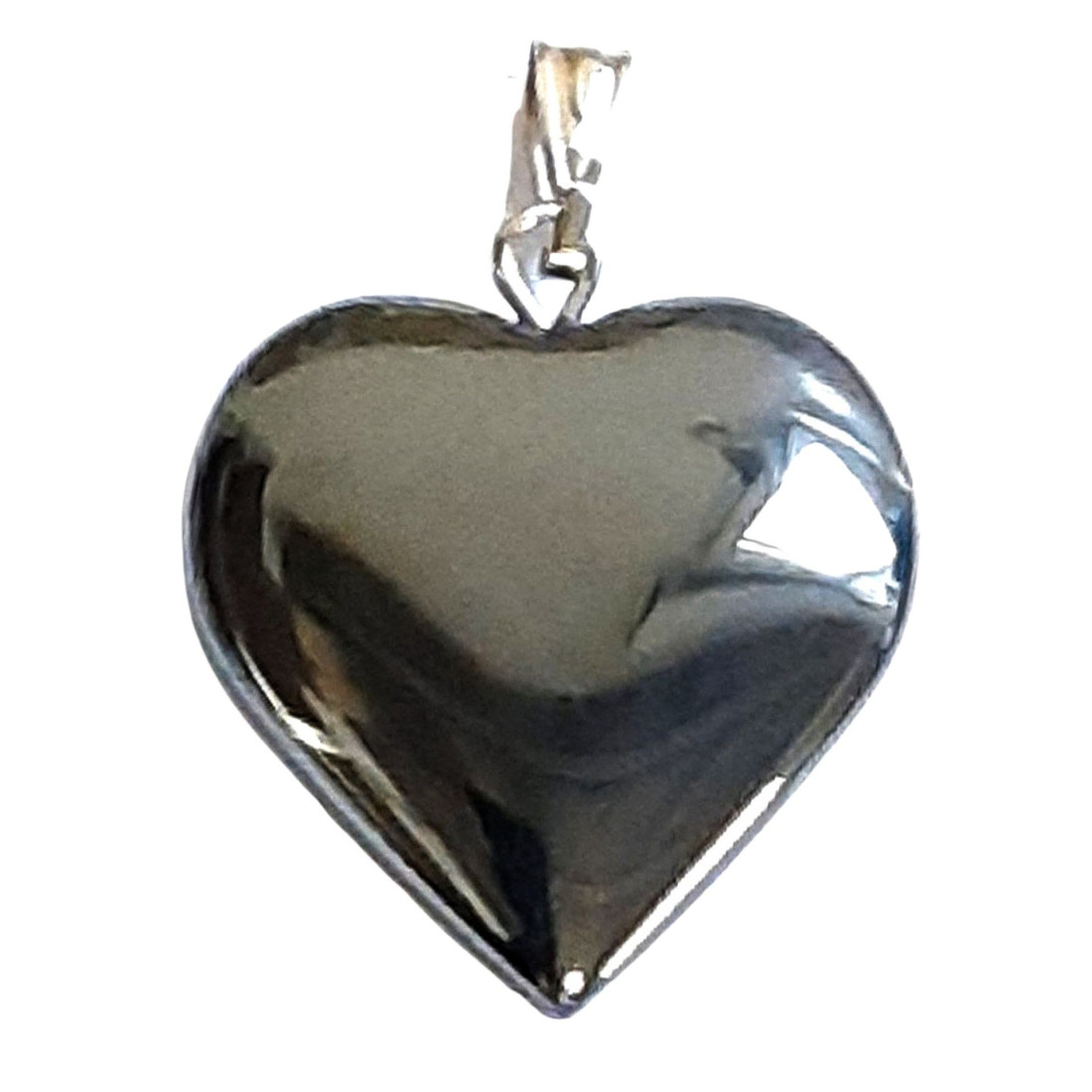 Grand pendentif coeur en hématite + chaine 2cm