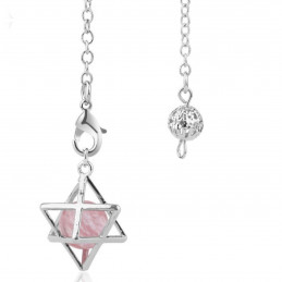 Pendule merkaba étoile avec une perle de quartz rose 10mm