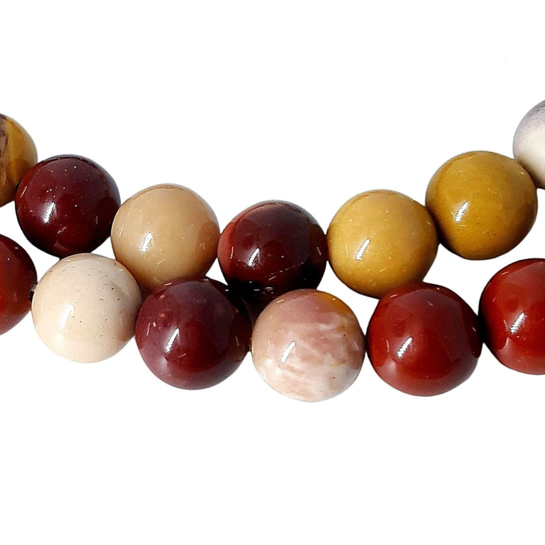 Fil de 61 perles rondes 6mm 6 mm en jaspe mokaite rouge marron