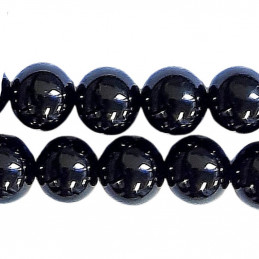 Fil de 64 perles rondes 6mm 6 mm en pierre de lune noire