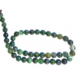 Fil de 48 perles rondes 8mm 8 mm en agate aquatique vert