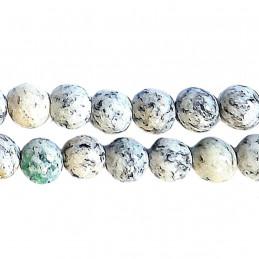 Fil de 48 perles rondes 8mm 8 mm en K2 de L'himalaya (jaspe et azurite)