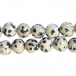 Fil de 30 perles rondes 6mm 6 mm en Jaspe dalmatien