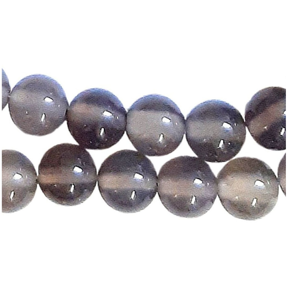 Fil de 64 perles rondes 6mm 6 mm en agate grise transparente