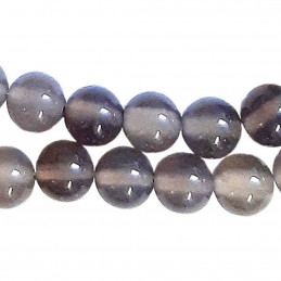 Fil de 48 perles rondes 8mm 8 mm en agate grise transparente