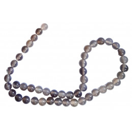 Fil de 48 perles rondes 8mm 8 mm en agate grise transparente