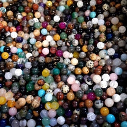 100 perles rondes Meli Melo Mix de pierres fines 6mm