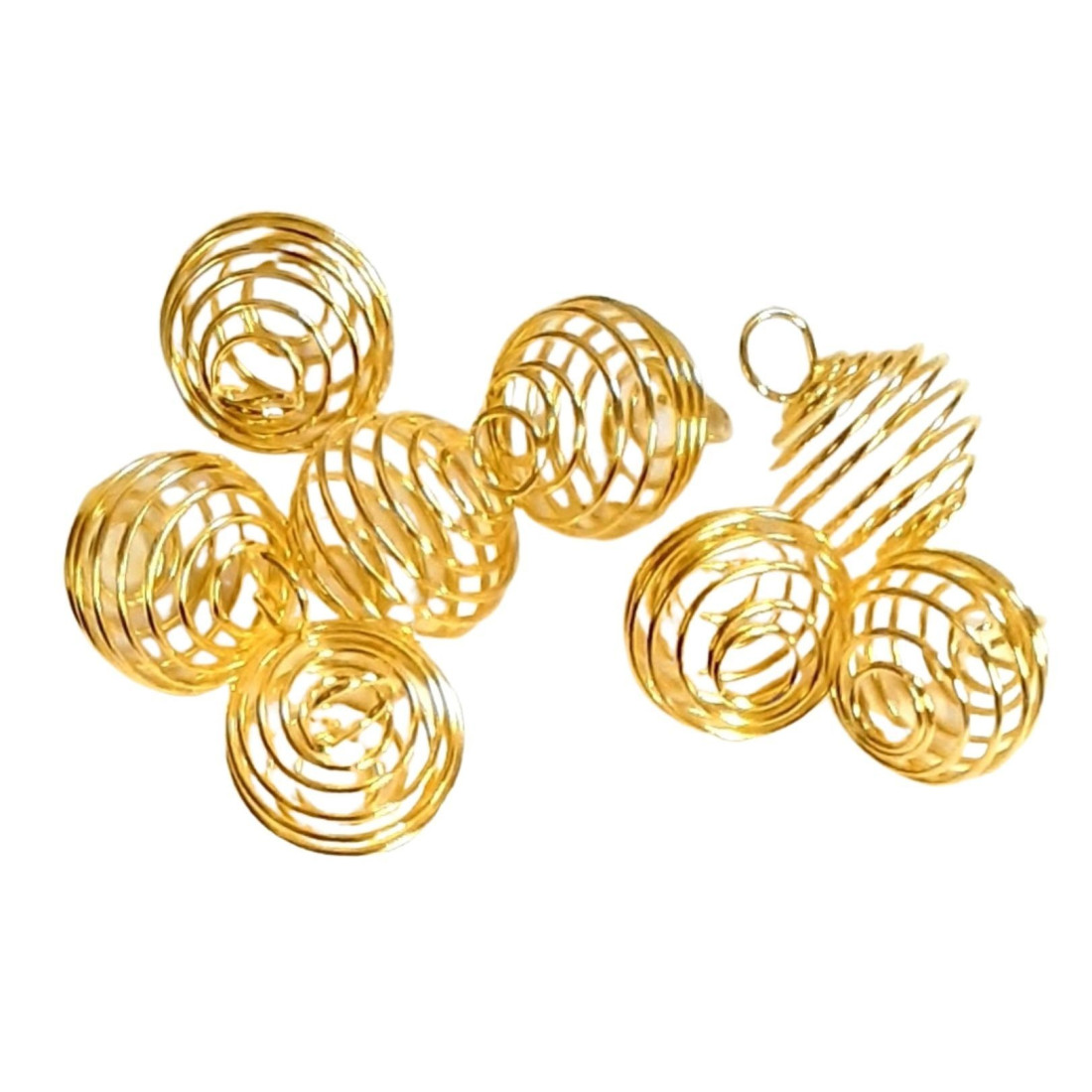 10 X Cages ou boules ressort à pendentif ou perles dorée 1,5 cm