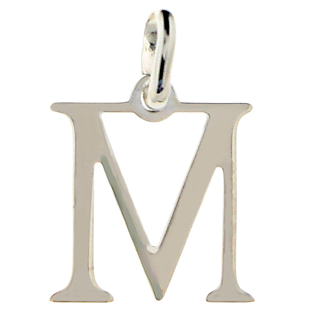 Pendentif Initiale simple lettre M en argent + chaine