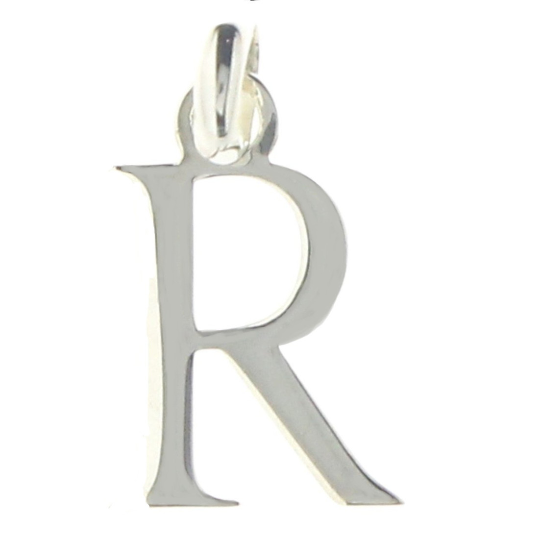 Pendentif Initiale simple lettre R en argent + chaine