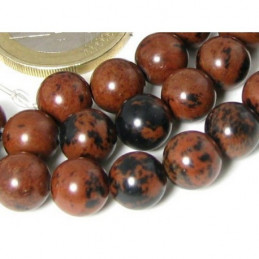 Fil de 64 perles rondes 6mm 6 mm en obsidienne acajou mahogany