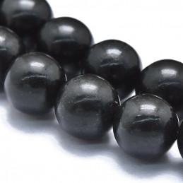 Fil de 62 perles rondes 6mm 6 mm en shungite noire