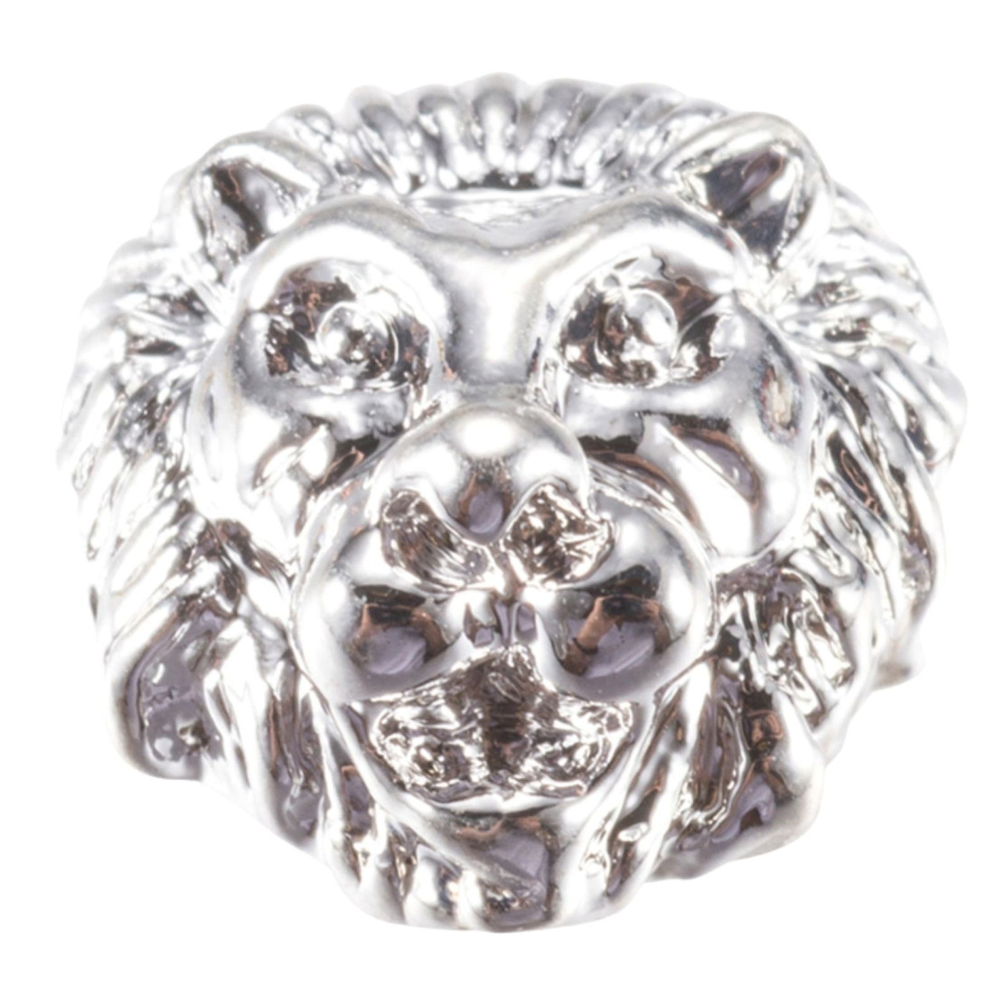 1 X perle breloque argentée 3d relief tête de lion