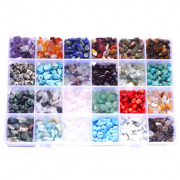 Enorme box de 24 types de chips perles : cristal améthyste quartz rose ...