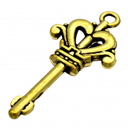 Lot de 5 grandes breloques dorées clés clefs 2cm diamètre