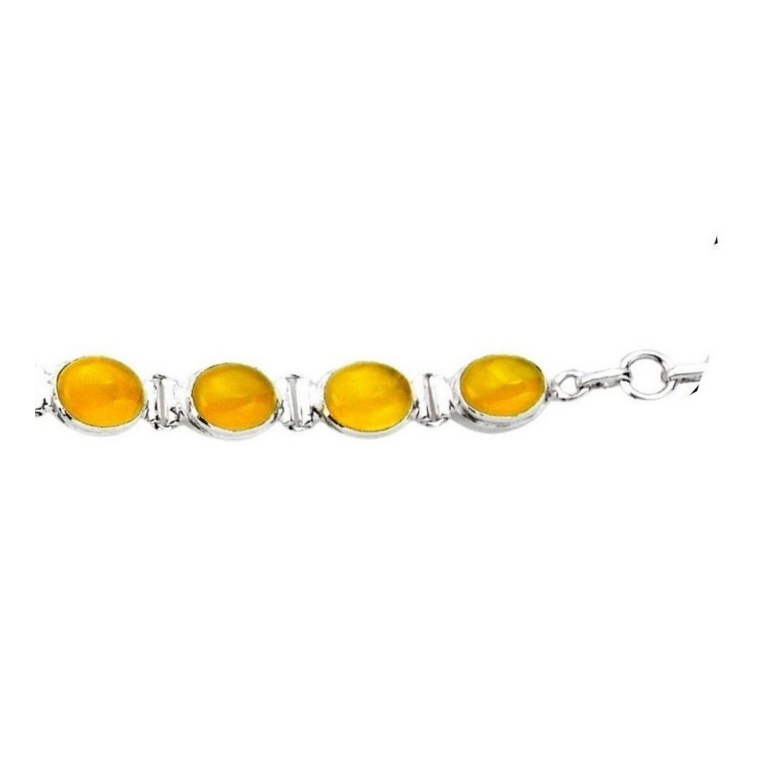 Bracelet en argent avec des cabochons en ambre naturelle 19 - 21 cm GXI88