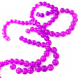 Fil de 100 perles rondes craquelées violet vif en verre 8mm 8 mm