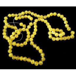 Fil de 100 perles rondes craquelées jaune ambre en verre 8mm 8 mm
