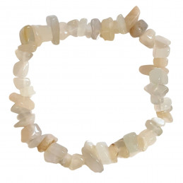 Bracelet élastique de perles chips en pierre de lune blanche  - 50mm