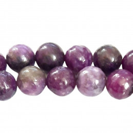Fil de 48 perles rondes 8mm 8 mm en lépidolite violet fonçé
